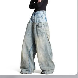 Balenciaga | Cut up double baggy jean. Made in Italy. Distressed. Size Small